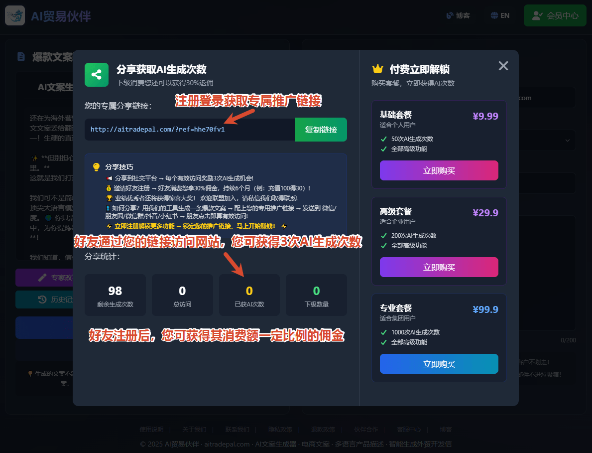 分享操作界面